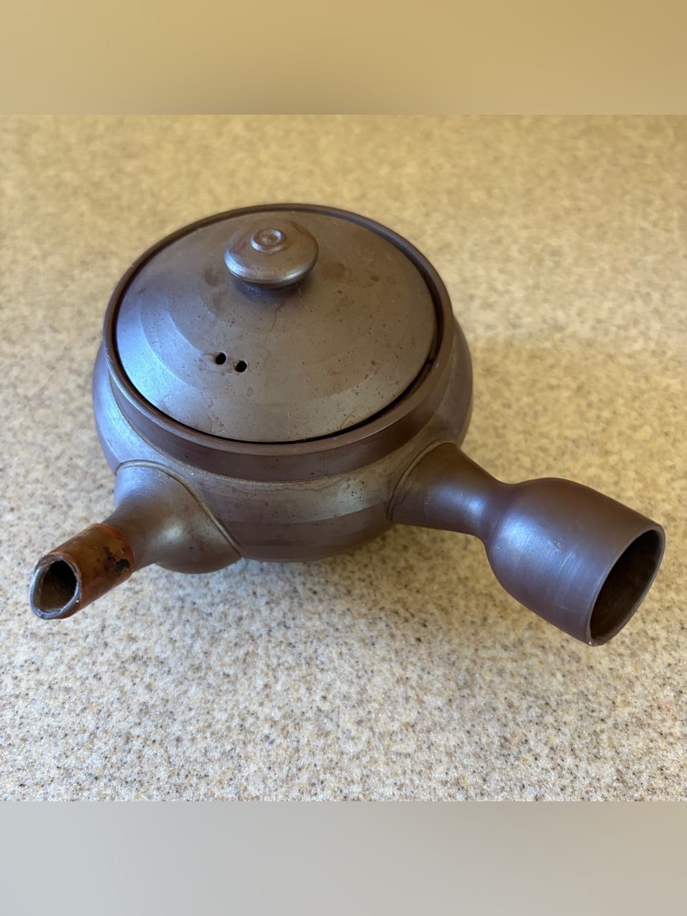 (VTG?) Banko-yaki Japanese Kyusu Teapot Side Handle Green Tea 10oz Clay